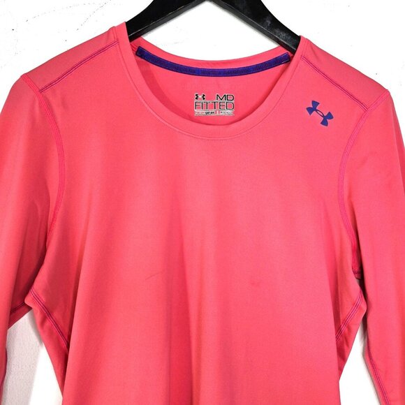 Under Armour Made in USA Salmon Pink Heat Gear Long Sleeve Active Shirt - Picture 2 of 6